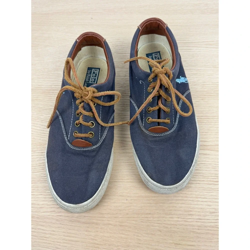 Polo Ralph Lauren Vaughn Blue Canvas Casual Sneakers Shoes‎ Mens Size 9D